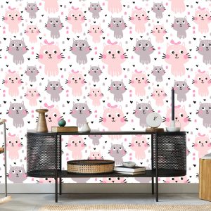 Papier Peint Pour Les Enfants - Chats Pastel Mignons – Image 5