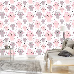 Papier Peint Pour Les Enfants - Chats Pastel Mignons – Image 3