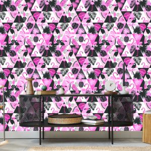 Papier Peint Mosaïque Moderne Avec Oiseaux Et Plantes Exotiques – Image 5