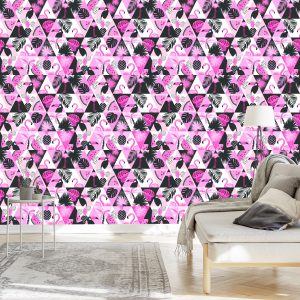 Papier Peint Mosaïque Moderne Avec Oiseaux Et Plantes Exotiques – Image 3