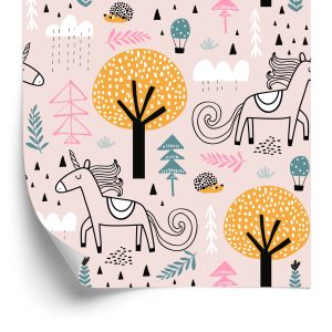 Papier Peint Pour Les Enfants - Licornes Dans La Forêt – Image 2