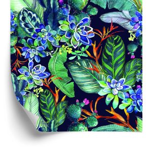 Papier Peint Plantes Succulentes Et Feuilles Tropicales – Image 2