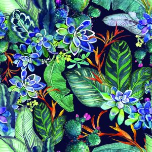 Papier Peint Plantes Succulentes Et Feuilles Tropicales – Image 1