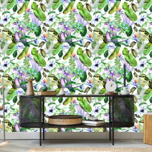 Papier Peint Feuilles Tropicales, Fleurs – Image 5