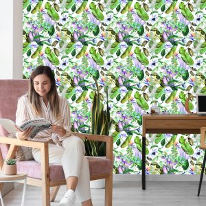 Papier Peint Feuilles Tropicales, Fleurs – Image 7