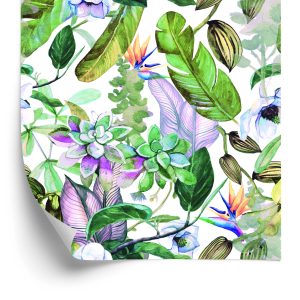 Papier Peint Feuilles Tropicales, Fleurs – Image 2