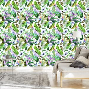 Papier Peint Feuilles Tropicales, Fleurs – Image 3