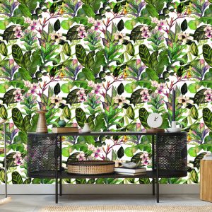 Papier Peint Feuilles Tropicales Avec Cactus – Image 5