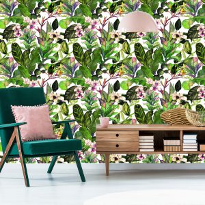 Papier Peint Feuilles Tropicales Avec Cactus – Image 6