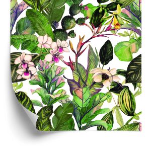 Papier Peint Feuilles Tropicales Avec Cactus – Image 2