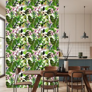 Papier Peint Feuilles Tropicales Avec Cactus – Image 4