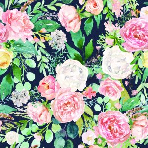 Papier Peint Fleurs Et Feuilles Colorées Peintes À L'aquarelle – Image 1