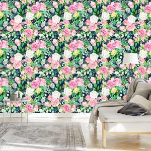 Papier Peint Fleurs Et Feuilles Colorées Peintes À L'aquarelle – Image 3