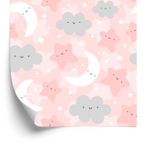 Papier Peint Pour Les Enfants - Happy Stars, Clouds And Moons – Image 2