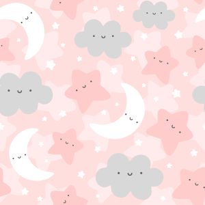 Papier Peint Pour Les Enfants - Happy Stars, Clouds And Moons – Image 1