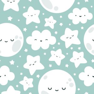 Papier Peint Pour Les Enfants - Happy Stars, Clouds And Moons – Image 1