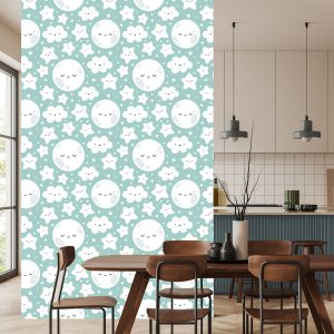 Papier Peint Pour Les Enfants - Happy Stars, Clouds And Moons – Image 4