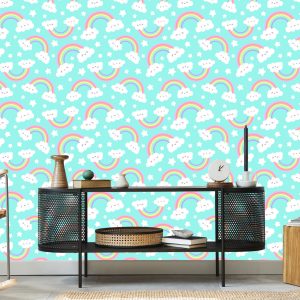 Papier Peint Pour Les Enfants - Joyeux Nuages ​​Et Arc-En-Ciel – Image 5