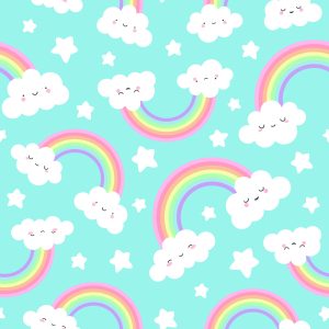 Papier Peint Pour Les Enfants - Joyeux Nuages ​​Et Arc-En-Ciel – Image 1