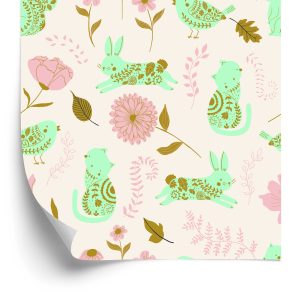 Papier Peint Pour Les Enfants - Animaux Colorés Dans Le Jardin – Image 2
