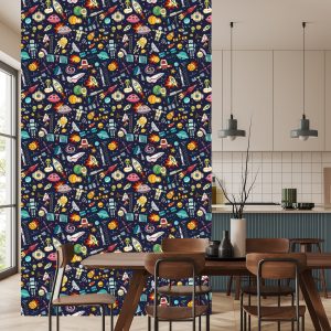 Papier Peint Pour Les Enfants - Planètes, Étoiles, Fusées Et Cosmonautes – Image 4