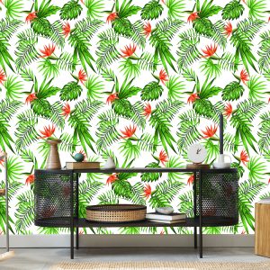 Papier Peint Feuilles Et Fleurs Tropicales Élégantes – Image 5