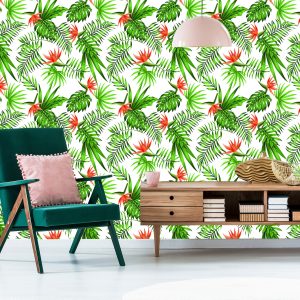 Papier Peint Feuilles Et Fleurs Tropicales Élégantes – Image 6