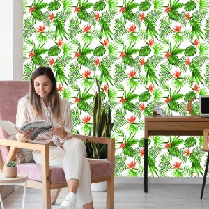 Papier Peint Feuilles Et Fleurs Tropicales Élégantes – Image 7