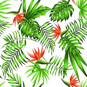 Papier Peint Feuilles Et Fleurs Tropicales Élégantes – Image 1