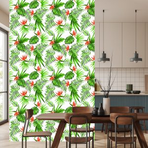 Papier Peint Feuilles Et Fleurs Tropicales Élégantes – Image 4