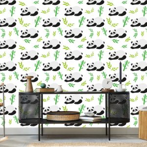 Papier Peint Pour Les Enfants - Pandas Endormis Parmi Les Bambous – Image 5