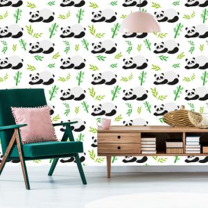 Papier Peint Pour Les Enfants - Pandas Endormis Parmi Les Bambous – Image 6