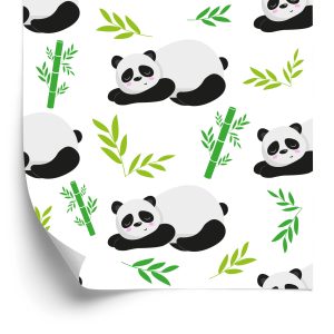 Papier Peint Pour Les Enfants - Pandas Endormis Parmi Les Bambous – Image 2