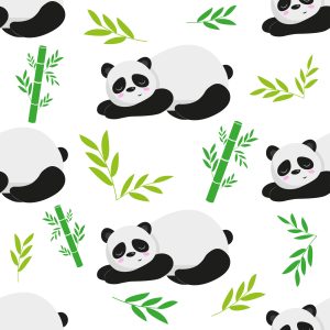 Papier Peint Pour Les Enfants - Pandas Endormis Parmi Les Bambous – Image 1