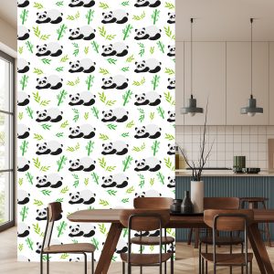Papier Peint Pour Les Enfants - Pandas Endormis Parmi Les Bambous – Image 4