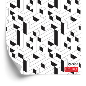 Papier Peint Motif Géométrique Noir Et Blanc – Image 2