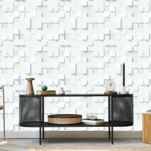 Papier Peint Mosaïque Moderne Blanche - Effet 3D – Image 5