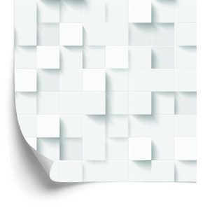 Papier Peint Mosaïque Moderne Blanche - Effet 3D – Image 2