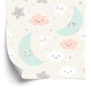 Papier Peint Pour Les Enfants - Nuages ​​Et Étoiles – Image 2
