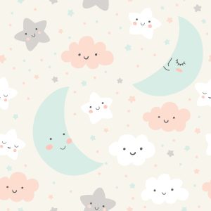 Papier Peint Pour Les Enfants - Nuages ​​Et Étoiles – Image 1