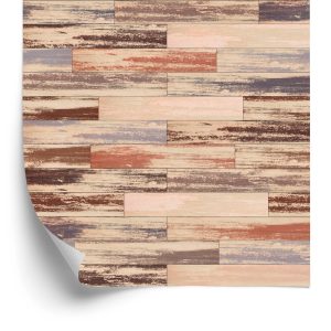 Papier Peint Planches De Bois Colorées Dans Un Style Rétro – Image 2