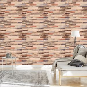 Papier Peint Planches De Bois Colorées Dans Un Style Rétro – Image 3