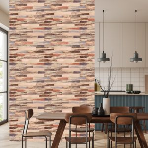 Papier Peint Planches De Bois Colorées Dans Un Style Rétro – Image 4
