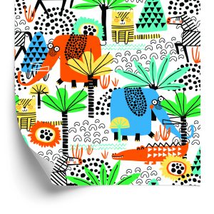 Papier Peint Pour Les Enfants - Animaux De Safari Amusants – Image 2
