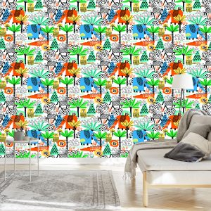 Papier Peint Pour Les Enfants - Animaux De Safari Amusants – Image 3