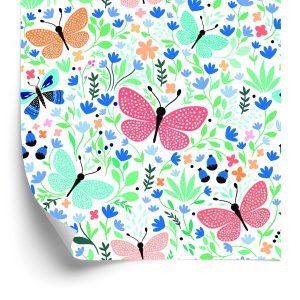 Papier Peint Pour Les Enfants - Papillons Et Fleurs – Image 2