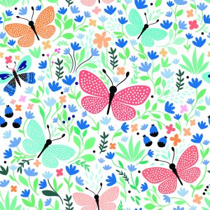 Papier Peint Pour Les Enfants - Papillons Et Fleurs – Image 1