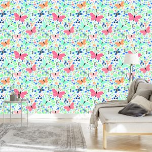 Papier Peint Pour Les Enfants - Papillons Et Fleurs – Image 3