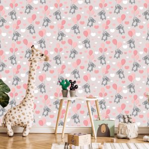 Papier Peint Pour Les Enfants - Koalas, Ballons Et Coeurs – Image 5