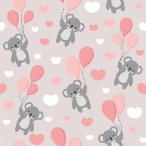 Papier Peint Pour Les Enfants - Koalas, Ballons Et Coeurs – Image 1